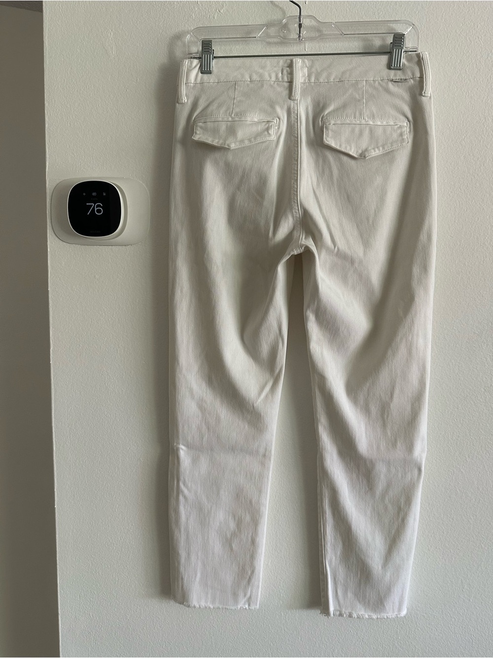 Mother the Shaker Prep Fray Glass Slipper White Straight-Leg Jeans 26